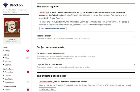 The breach that names its rule, a screen from the working software